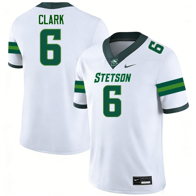 Stetson Hatters #6 Trey Clark College Football Jerseys,Uniforms-White